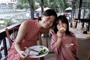 Jade & Marion having dinner at the Royal Selangor Polo Club in Kuala Lumpur