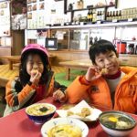 Enjoying a hot meal after skiing in Nozawa
