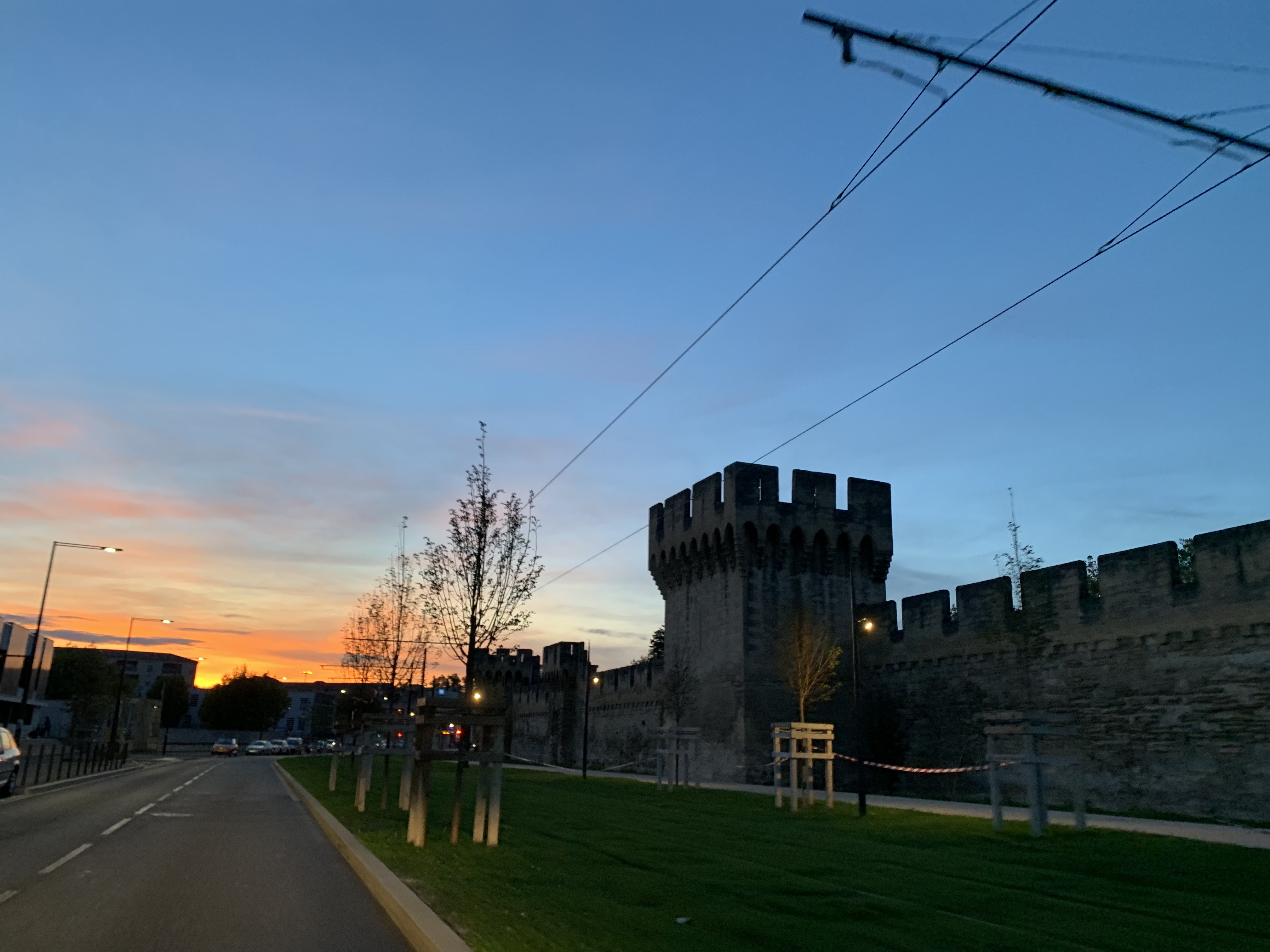 Driving towards the sunset in Provence in September