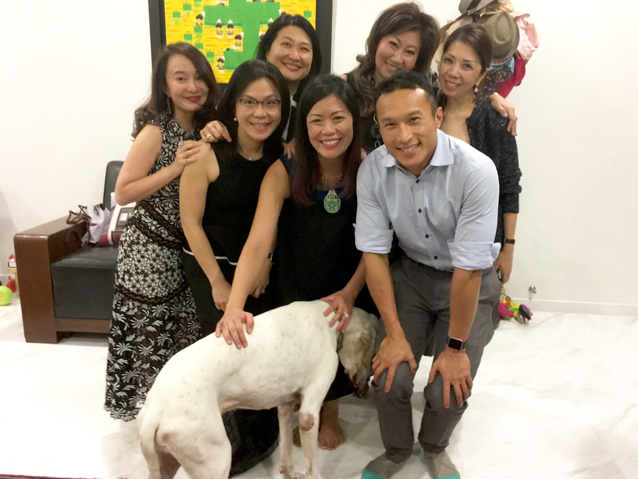 Joy, Ann, Junie, Monica, Adrian & Kitch with Dog Dylan