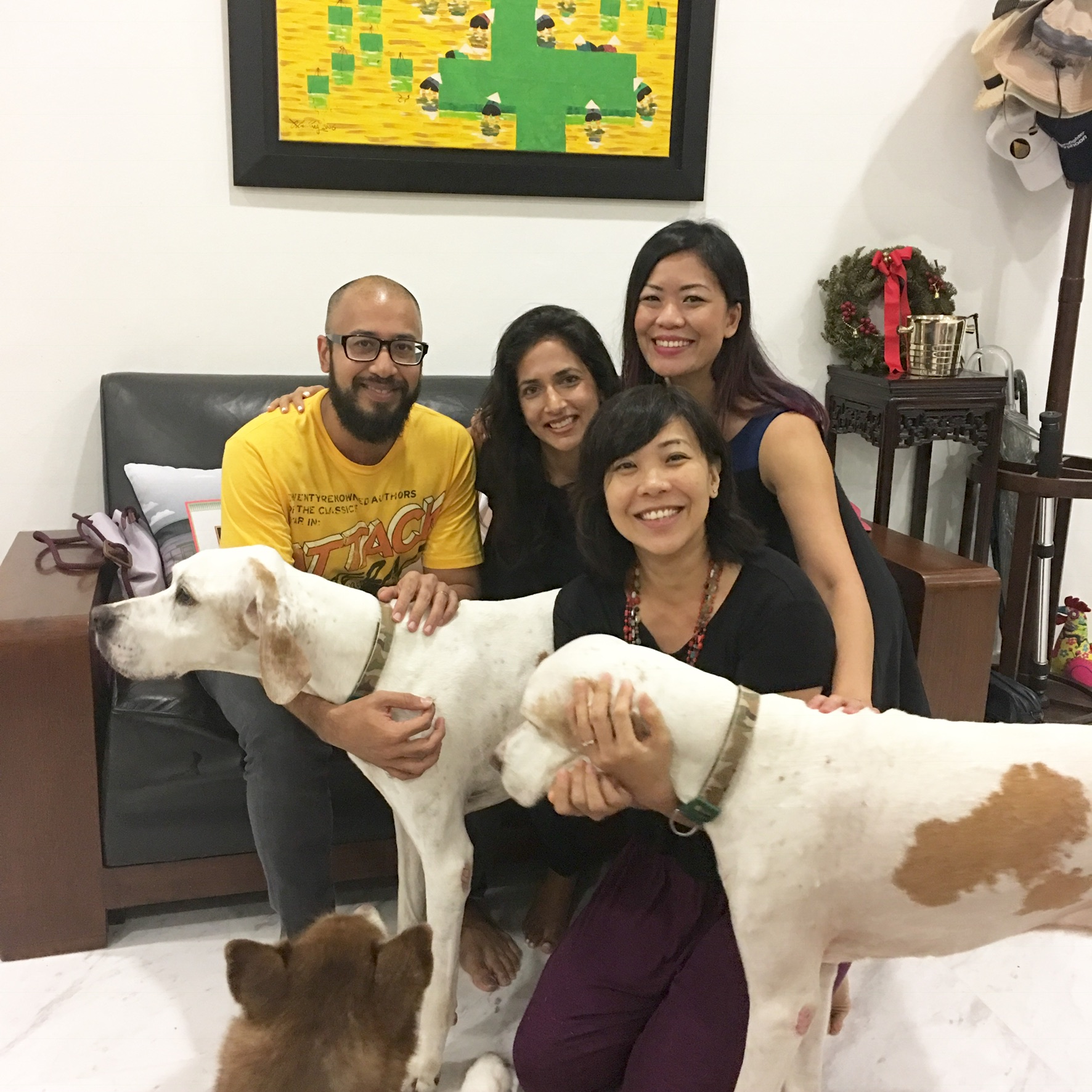 Marc, Ambika & Carolyn with Dog Dylan